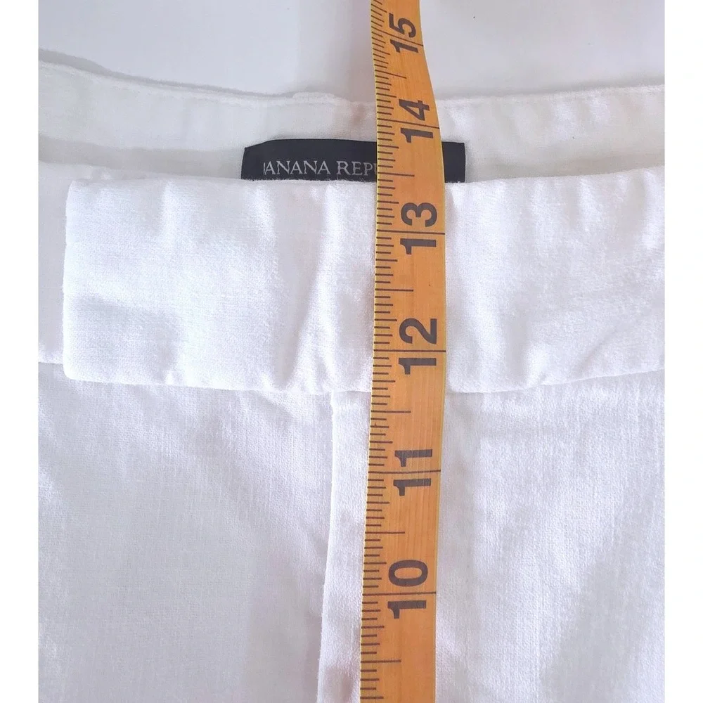 Banana Republic White Linen Blend Pleated Wide Leg Trousers Pants 14 CALLOUT